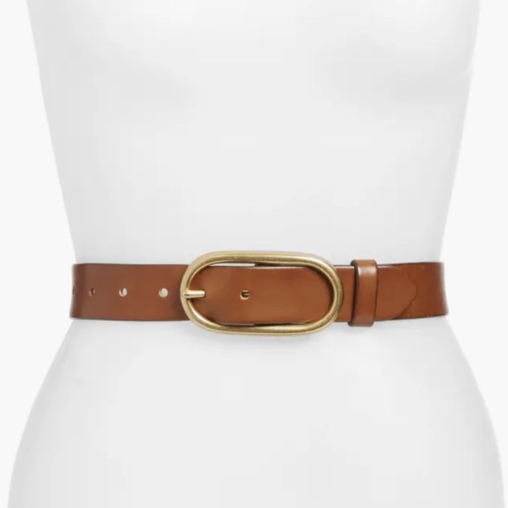 Brown Leather Belt with Gold Buckle - Nordstrom, size small